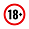 18+ logo inside red circle
